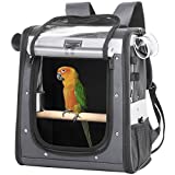 Bird Carrier with Shade Cover,Adjustable Height Standing Perch,2 Feeder Bowls and Great Ventilation, Cockatiel Bird Travel Cage Grey