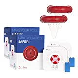 2 Pack-Lifebuoy Pool Alarm, Floating Pool Safety Alarm System for Inground, Above Ground, Covered & Uncovered Pools, Smart Motion Sensor for baby, child, pet safety Controlled by APP. Powerful Sirens.