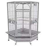 Kings Cages GC 14022 Corner Parrot CAGE Bird Toys African Grey Macaw Cockatoo (Grey/Silver)