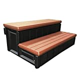 Leisure Accents Confer 36 Inch Deluxe Weather Resistant Patio Deck Long Hot Tub and Spa Step, Redwood/Black