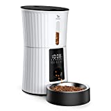 Petory Timed Automatic Cat Feeder - 4L Programable Dry Food Dispenser for Cats and Small Medium Dogs 6 Meals with Desiccant Bag Dual Power Supply 10S Voice Recorder