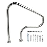Frantie Swimming Pool Handrail for Inground Pools, 32' X 32' (L X H) 304 Stainless Steel Swimming Pool Railings for Inground or Steps, Pool Handrail with All Accessories (Included Escutcheons)