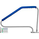 VEVOR Pool Handrail, 49.4' x 34' Swimming Pool Stair Rail, 304 Stainless Steel Stair Pool Hand Rail Rated 375lbs Load Capacity, Pool Rail with Quick Mount Base Plate, and Complete Mounting Accessories
