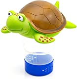 WWD POOL Premium Animal Floating Pool Chlorine Dispenser for Chemical Tablets Fits 3' Tabs Bromine Holder (Turtle)