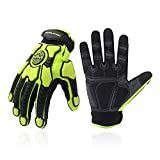 Heavy Duty Work Gloves, SBR Padding, TPR Protector Impact Gloves, Men Anti Vibration Mechanic Work Gloves TouchScreen (M, Green)