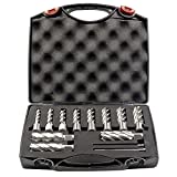 Annular Cutter Set 13 pcs JESTUOUS 3/4 Inch Weldon Shank 2 Cutting Depth and Cutting Diameter from 7/16 to 1-1/16 for Drill Press HSS Standard Kit Two Flat with 2 Pilot Pins