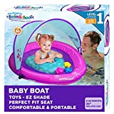SwimSchool Deluxe Baby Boat - 6-24 Months - Baby Pool Float with Splash & Play Activity Center, Adjustable Sun Canopy, and Perfect-Fit Safety Seat - Pink/Aqua