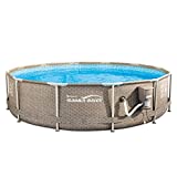 Summer Waves P20012335 Active 12ft x 30in Outdoor Round Frame Above Ground Swimming Pool Set with Skimmer Filter Pump & Filter Cartridge, Tan Wicker