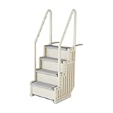 Confer Step-1 Heavy-Duty Above Ground Swimming Pool Ladder Stair Entry System with Handrails, Warm Grey
