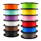 1.75mm 3D Printer Normal PLA Filament 12 Bundle, Most Popular Colors Pack, 1.75mm 500g per Spool, 12 Spools Pack, Total 6kgs Material with One Bottle of 3D Printer Stick Tool Mika3D