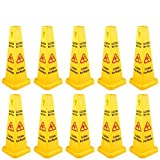BestEquip 10 Pack Floor Safety Cone 26-Inch Yellow Caution Wet Floor Sign 4 Sided Floor Wet Sign Public Safety Wet Floor Cones Bilingual Wet Sign for Indoors and Outdoors
