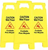Galashield Wet Floor Sign 3 Pack 2-Sided Safety Yellow Warning Signs Commercial 26' Caution Wet Floor Signs
