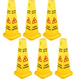 6 Pack Floor Safety Cone Bilingual Wet Floor Sign 4 Sided Caution Wet Floor Signs for Indoors and Outdoors