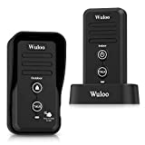 Wireless Intercom Doorbells for Home Classroom, Wuloo Waterproof Electronic Doorbell Chime with 2640 Feet Range 3 Volume Levels Rechargeable Battery Including Mute Mode (1&1-Black)