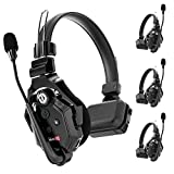 Hollyland Solidcom C1 Wireless Headset Intercom System 4-Person Full Duplex 1000ft Team Communication Group Talk Single-Ear Headset with 1 Master & 3 Remote Headsets