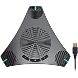 Conference Speaker and Microphone, 360° Omnidirectional Microphone USB Speakerphone with USB Hub and Intelligent DSP Noise Reduction/Echo Cancellation for 8-10 People Business Conference, Home Office