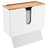 Bamboo Paper Towel Dispenser with Removable Top Tray for Bathroom and Kitchen - Wall Mount and Countertop Multifold Paper Towel, C-Fold, Zfold, Tri fold Hand Towel Holder Commercial (White)