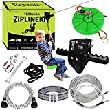 98 Feet Zip Line Kit for Kids and Adult Up to 330 lb with Zipline Spring Brake and Safety Harness, Zip line Trolley with Handle and Thickened Seat,for Backyard Playground Entertainment