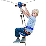 Jugader 160FT Zipline Kits for Backyard with 100% Stainless Steel Cable, Zip Lines for Kids and Adults Outdoor with Cable Tensioning Kit, Upgraded Safety Seat with Adjustable Harness & Belt