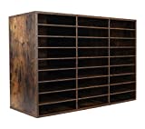 TQVAI Wood Adjustable Literature Organizer Desktop File Sorter Mail Center Paper Storage Cabinet Home & Office Mailbox School Classroom Keepers, 27 Slots Compartments, Archaize