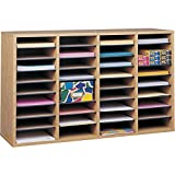 Safco Products Wood Adjustable Literature Organizer, 36 Compartment 9424MO, Medium Oak, Durable Construction, Removable Shelves, Stackable,Light Brown