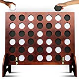 SWOOC Games - Giant Four in a Row (All Weather) Outdoor Game with Carrying Case and Noise Reducing Design - 60% Quieter - Jumbo Connect 4 Discs to Win - Oversized Yard Game for Kids, Adults, & Family
