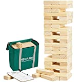OLSA Giant Tumble Tower, 60 PCS Wooden Block Stacking Yard Game with Carrying Bag, Classic Indoor & Outdoor Games for Kids Adults Family (Stack from 2.2 Ft to 5 Ft)