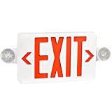 OSTEK Red LED Exit Sign with Emergency Lights，Two LED Adjustable Head Emergency Exit Lights with Battery Backup, Dual LED Lamp ABS Fire Resistance UL-Listed 120-277V