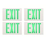EXITLUX 4 Pack Led Exit Sign with Battery Powered- Double Face-UL 924, 120/277VAC, Damp Location, Hardwired Green Letter Fire Exit Signs Light for Room,Window,Street,Stairs