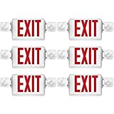 Sunco Lighting Lighted Exit Signs for Business with Battery Backup, Emergency LED Exit Light Combo, 120-277V Double Sided with Two LED Flood Lights, Fire Resistant UL 94V-0, Commercial Grade 6 Pack
