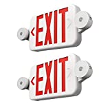 FREELICHT 2 Pack Exit Sign with Emergency Lights, Two LED Adjustable Head Emergency Exit Light with Battery, Exit Sign for Business