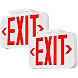 TORCHSTAR LED Exit Sign, Emergency Exit Light with Battery Backup, Double Face, UL 924, AC 120/277V, Damp Location, Hardwired Red Letter Exit Lights for Business, Pack of 2