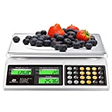 BROMECH Price Computing Scale, 66lb Digital Commercial Food Meat Produce Weighing Scale with Green Backlight LCD for Farmers Market, Retail Outlets, Dry Battery Powered, Not for Trade