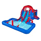 Sunny & Fun Ultra All-Play Inflatable Water Slide Park – Heavy-Duty for Outdoor Fun - Climbing Wall, Slides, Bounce House, Volley Net, Deep Pool – Inflate with Included Air Pump & Carrying Case