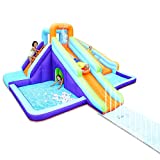 AirMyFun Inflatable Waterslide, Kids Bounce House with Blower, Extended Water Slip Waterslide, Bouncy House Water Park, Dual Slide, Water Spray, Splash Pool, A83023