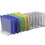 2 Pack - SimpleHouseware 5 Section Upright File Sorter Organizer, Silver
