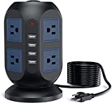 Power Strip Tower Surge Protector 3M/9.8FT Surge Protector Power Strip with USB Power Strip Extension Cord with 8 AC Outlets 4 USB Ports, Overload Protection Short Circuit Protection for More Place
