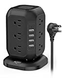 Power Strip Tower with USB Ports-AiJoy Surge Protector with 12 AC Outlet and 4 USB Ports, 10 FT Extension Cord, USB Charging Station with Overload Protection, Living Room, Office, College Dorm