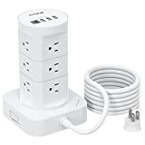 Surge Protector Power Strip Tower - 12 Widely Outlets with 4 USB Ports (1 USB C), 6FT Heavy Duty Extension Cord, Flat Plug, Multi Plug Outlet Extender Overload Protection for Home Office