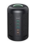 2022 Newest Power Strip Tower with 12 Widely Spaced AC Outlets, 1500 Joules Surge Protector with 2 USB C Ports & 3 USB Ports & 5ft Cord, Charging Station for Phone, Tablet, Power Bank (Home/Office)