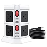 Surge Protector Power Strip Anntane Power Strip Tower with 8 Widely Spaced Outlets 4 USB Ports Power Strip with 6.5FT Extension Cord Desktop Charging Station for Home, Office, Dorm Room Essentials