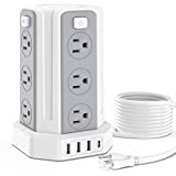 Power Strip Surge Protector 12 AC Outlets 4 USB Ports（1 USB C） Power Strip with USB 9.8 FT Extension Cord Power Strip Tower Overload Protection, Outlet Surge Protector Suitable for Home Office