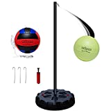 YDDS Portable Tetherball Set with Base | Tether Ball and Rope with Poles for Backyard, One More Tetherball Ball for Replacement