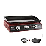 Royal Gourmet PD1301R 24-Inch 3-Burner Portable Table Top Gas Grill Griddle, 25,500 BTUs, Red