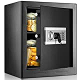 Diosmio 2 Cub Medium Waterproof and Fireproof Home Safe Box with Key and Combination Lock for Money Gun Cash Jewelry