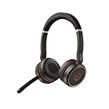 Jabra Evolve 75 UC Stereo Wireless Bluetooth Headset / Music Headphones Including Link 370 (U.S. Retail Packaging), Black