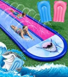 AnanBros Slip and Slide Inflatable Lawn Water Slide with 2 Bodyboards, 20x6ft 10lb, Slip n Slide Summer Toy with Sprinkler, Sports Outdoor Garden Backyard Water Play Toys for Adults Kids Family Games