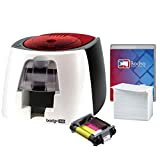 Badgy200 Color Plastic ID Card Printer with Complete Supplies Package with Bodno ID Software - Bronze Edition