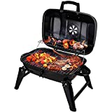 CUSIMAX Charcoal Grill Portable Grill Outdoor Cooking & Smoker Folding Tabletop Grills for BBQ Camping Patio Backyard and Anywhere, 18-Inch, Black