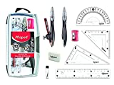 Maped Study Geometry 10 Piece Set, Includes 2 Metal Study Compasses, 2 Triangles, 6' Ruler, 4' Protractor, Pencil for Compass, Pencil Sharpener, Eraser, Lead Refill (897010)